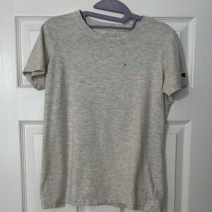 Champion light heather gray / cream T-Shirt with light aqua logo